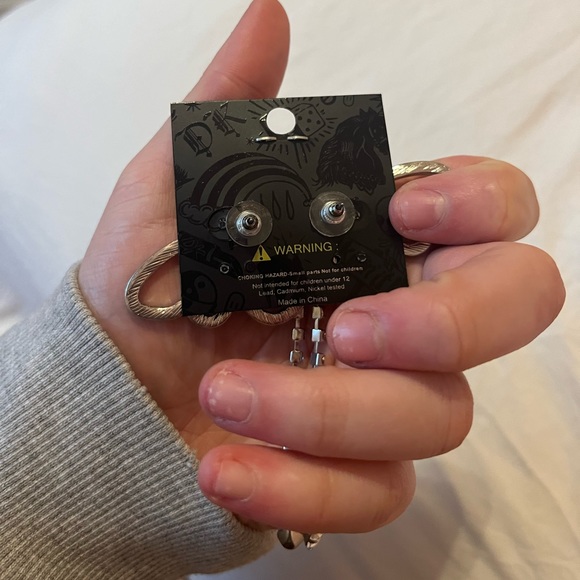 Dolls Kill Silver Butterfly Earrings - Picture 3 of 4